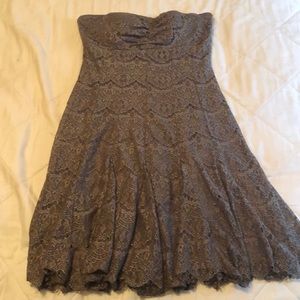 Grayish purple-ish lace strapless dress